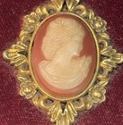 Ornate Vtg Antique Velvet Cameo Vanity Set Hair Brush Mirror 14k Gold Plate Usa