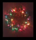 18  Lighted Christmas Door Wreath color Mini Lights pine Cones red Bow berries