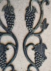 2 Antique Architectural Ornamental Cast Iron Panels Grapes  22    Garden Decor Art