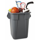 Rubbermaid Commercial Fg353600gray Brute 40 Gal Square Trash Can  Gray  Open