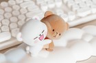 Milk Mocha Bear X Shopville Exclusive  Hugging Figurine - Fuzzy Flocked Cute Edi