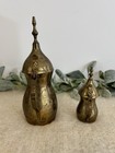 Vintage Brass Arabic Dallah Coffee Pot  Etched Islamic Teapot Set Of 2