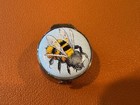 Vintage Italian Thistle   Bee Sterling Silver Trinket Pill Box W  Enamel Bee