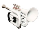 Mini Pocket Trumpet Bb Pitch White Black Colour With Free Hard Case mouthpiece