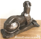 Genuine Heavy Cold Cast Bronze Laying Greyhound Ornament Figure By Harriet Glen
