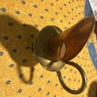 Vintage Copper  Brass    Ceramic Pitcher W  Handle England 6 