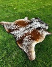 Genuine Tricolour Cowhide Rug Brown White Black Hair On Cow Skin Hide