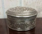 Antique Signed Burmese Silver Oval Betel Box - 2 25  X 1 625  X 1 375  - 56g  
