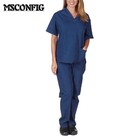 Medical Nursing Scrub Set Natural Uniforms Men Women Unisex Top Pants Hospital