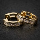 Men s 14k Gold Plated Iced One Row Vermiel 925 Sterling Silver Cz Hoop Earrings