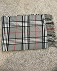 Cashmere Scarf Made In Scotland Grey Red White Black Plaid Tartan Uk Euc