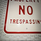 Vtg Heavy Duty Private Property No Trespassing  Embossed Metal Sign 18  X 12 nos