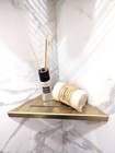 Serenedrains Stainless Steel 9  Drill In Brushed Gold Brass Corner Shower Shelf