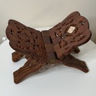 Vintage Hand Carved Wooden Prayer Book Stand Holder For Bible Quran The Gita