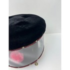 Vintage Mid Century Modern Terrarium Vanity Stool Black Velvet Tufted Flower 60s