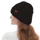 Beanie For Womenwinter Warm Beanie Tail Soft Stretch Cable Knit Messy High Bu   