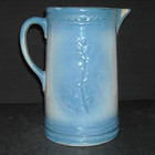 Beautiful Rare Blue   White Stoneware  pinecone  Pitcher - Salt Glazed Pottery