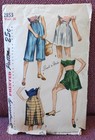 Vtg 1940s Simplicity 2853 Shorts Pedal Pushers Pants Sewing Pattern 26 Waist