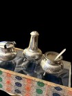 Antique Chinese Silver 19th C  Cruet Set Etched Dragon