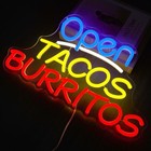 Neon Sign For Wall Decor Dimmable Led Taco Bar Sign For Open Tacos Burritos