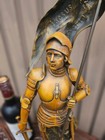 Antique Flemish Spelter Bronze Patina Statue Saint Joan Of Arc Knight