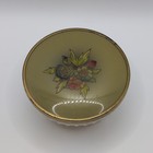 Vintage Clear Glass Footed Vanity Powder Jar With Floral Lid