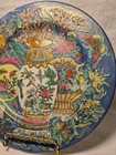 1960-70 Famille Rose Porcelain 10  Blue Plate Handpainted In Macau Flowers Birds