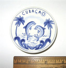 Mini Delft Plate Souvenir Of Curacao Dolphins Palm Trees Delft Blue Delfino 