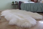 Luxurious Qaud Sheepskin Rug Natural Wool Area Rug 4x6 Ivory White Rug 4 Pelt