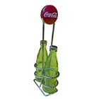 Coca-cola Bottle Salt   Pepper Shakers With Chrome Rack Retro Set