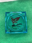 Vintage Thunderbird Hotel Casino Las Vegas Blue Glass Square Ashtray Nevada Nice