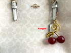 Coach Red Cherry Apple Bag Charm Keychain Resin Metal Brass Purse Decoration