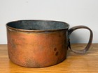 Antique 19th C Hand Hammered Copper Hearth Pot Riveted Handle Primitive 9 
