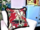 1930   s Panther Jungle Barkcloth Hollywood Regency Barkcloth Vintage Pillow Cover