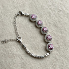 Pink Moissanite Halo Bracelet In S925 Silver