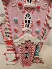 Large Hand Painted Pink Gingerbread House With Lights And      