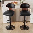 Set Of 2 Bar Stools Swivel Adjustable Counter Kitchen Leather Back Pub Chairs