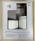 Allen   Roth 2 Pc Bathroom Soap   Toothbrush Holder White Marble Finish