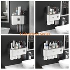 No-drill Wall Mounted Toothbrush Holder  Bathroom Shelf  With Automatic Tooth   