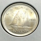 1938 Canada Ten 10 Cent Silver Dime Canadian George Vi Whizzed Coin L023