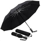 46 Inch Large Automatic Rain Umbrella - Windproof Travel 46 Inches Black