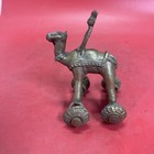 Antique Indian Brass Camel With Rider On Wheels