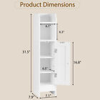 Small Bathroom Floor Cabinet Wooden Storage Organizer W  Adjustable Shelf  White