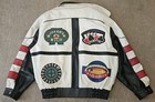 Vintage 90s Leather Casino Bomber Jacket Roulette Wheel 777 Jackpot Gambling L