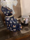 Vintage Japan Porcelain Dog Figurine Hand Painted Floral 1950s 1960s Rare
