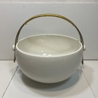 Vintage Mid Century Modern Mcm White Bowl With Gold Wrapped Handle Usa