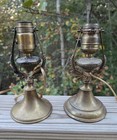 Two Antique Nautical Ship Gimbal Lamp Sconce Early Harvey Hubbel Socket Acorn