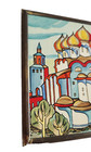 Set Of 2 Vintage Ceramic Tile Bronze Frame Russian Souvenir Hand-painted Church