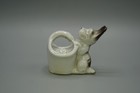 Vintage Made In Japan Ceramic Dog With Basket Figurine Planter Cream Brown