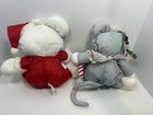 Fisher Price Puffalump Lot  2 Christmas Bear   Mouse Stuffed Animal Plush 1992
